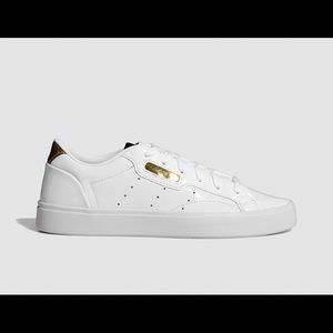 NWT adidas sleek patent leather white sneakers  10